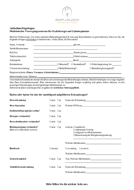 Anamnesebogen
